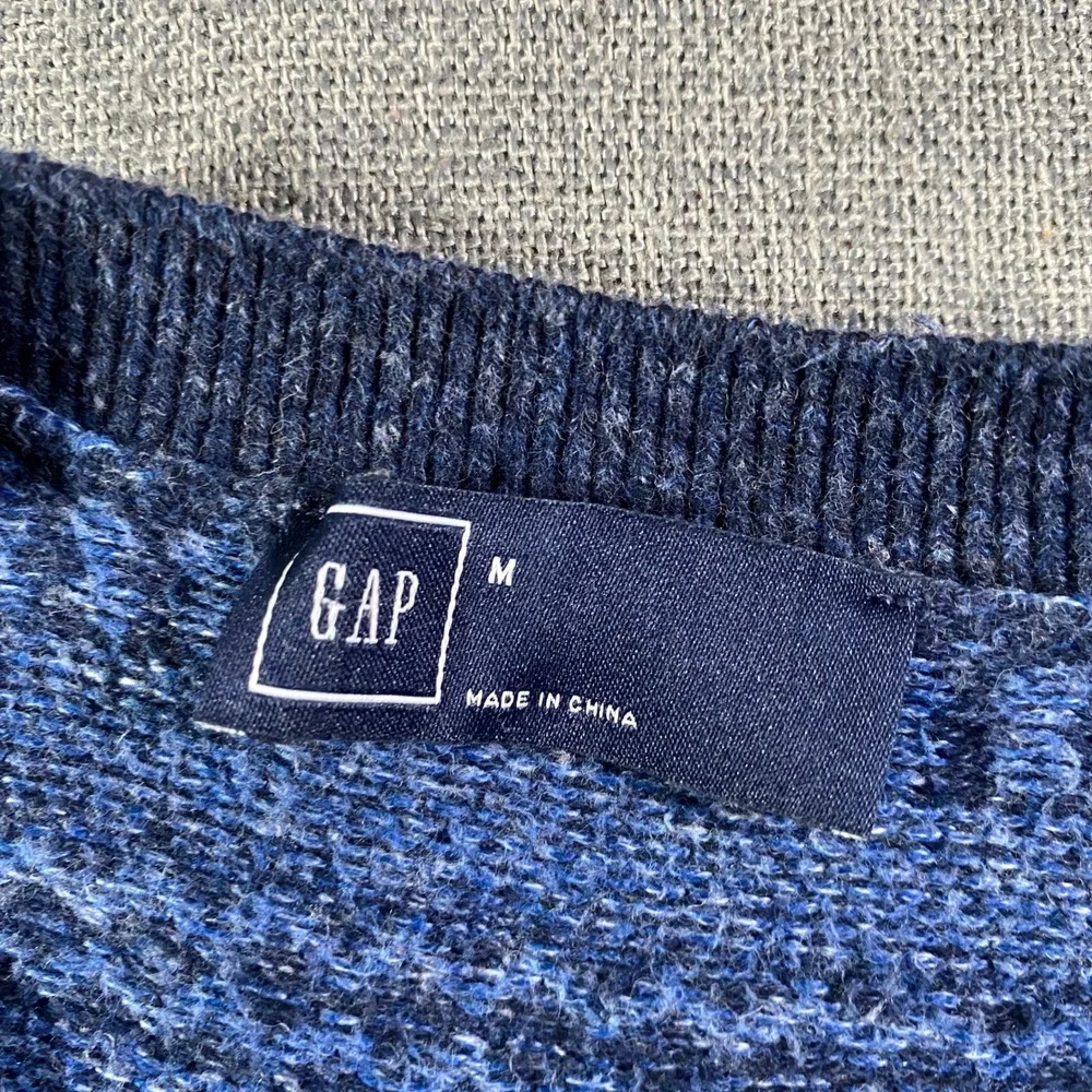GAP‎ Men Blue Fair Isle Pattern Crewneck Sweater Size M Lightweight